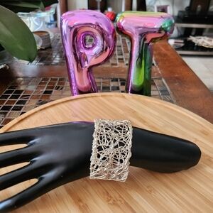 Ni 925 Sterling Silver Wide Wire Bracelet